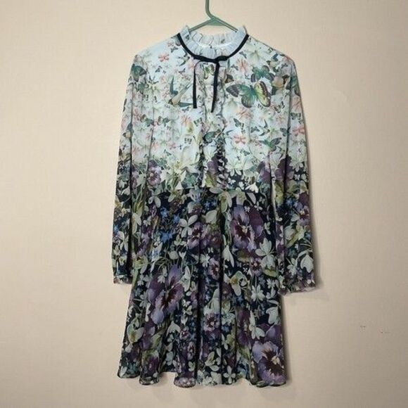 NWOT Ted Baker Meelia Butterfly Floral Entangled Mini Dress Women Size 2/US 6 - Picture 1 of 10